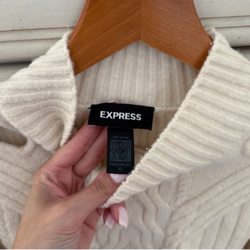 Express Cream Cable Knit Sweater - Picture 5 of 6